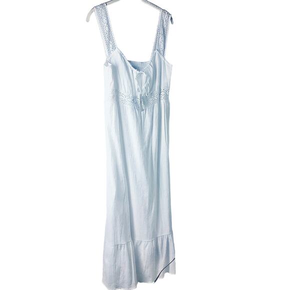 Ann Taylor LOFT NEW Size 8 Crochet Eyelet Tie Top Tiered White Midi Dress - Picture 5 of 10